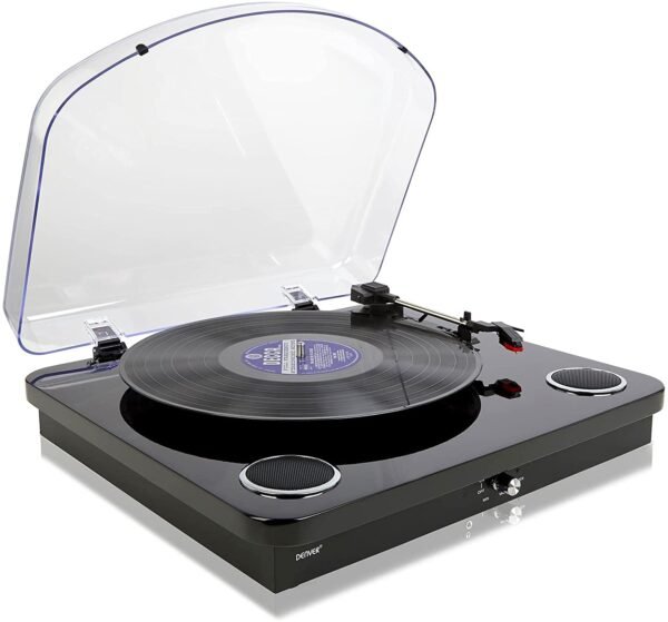 Denver VPL-210 Vinyl Record Player Turntable - Bluetooth, Record to MP3, USB or SD Card, Built In Stereo Speakers