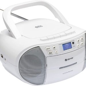 Denver TDC-280 DAB Portable CD Player And Cassette Player Boombox, CD Radio Player Clock And Dual Alarm FM Radio AUX IN USB Mains or Battery