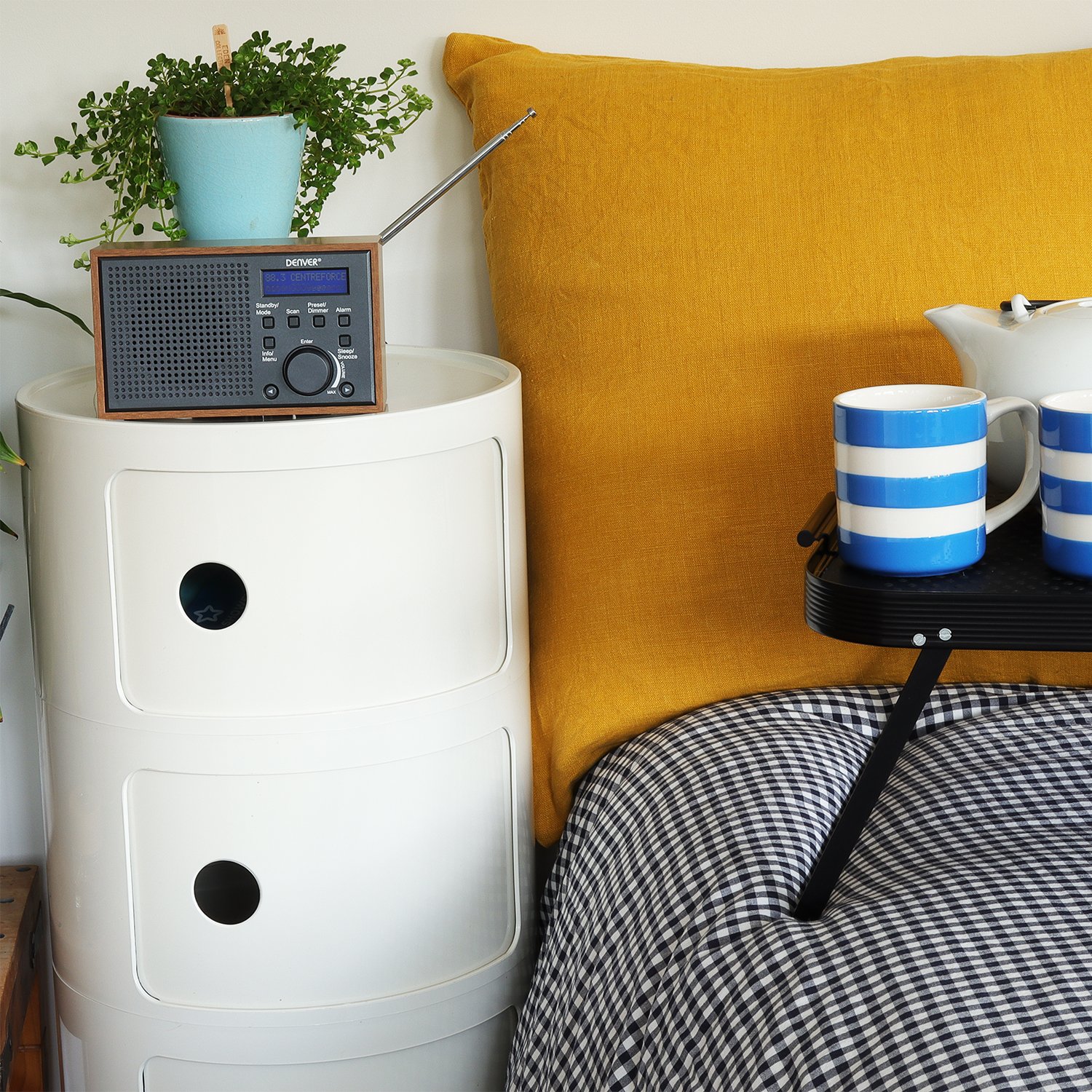 Denver DAB-46 DAB / DAB+ Digital & FM Portable Radio with Dual Alarm Clock – Mains & Battery, Snooze & Sleep, Real Wood Effect & Dark Grey Finish - Image 5