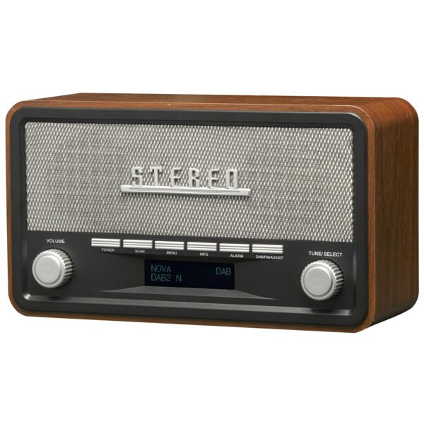 Denver DAB-18 Vintage Style Stereo DAB / DAB+ & FM Radio – Real Wood Cabinet, Bluetooth, Clock Radio Alarm, AUX IN for Smart Phone / Tablet / MP3 Player – Mains or Battery - Image 6