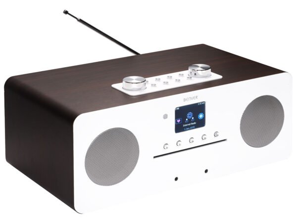 Denver MIR-260 CD Player, Digital DAB+ & WiFi Internet Radio - With FM Radio, Bluetooth 5.0, AUX IN, 2.4 inch colour screen & Remote Control - Dark Wood