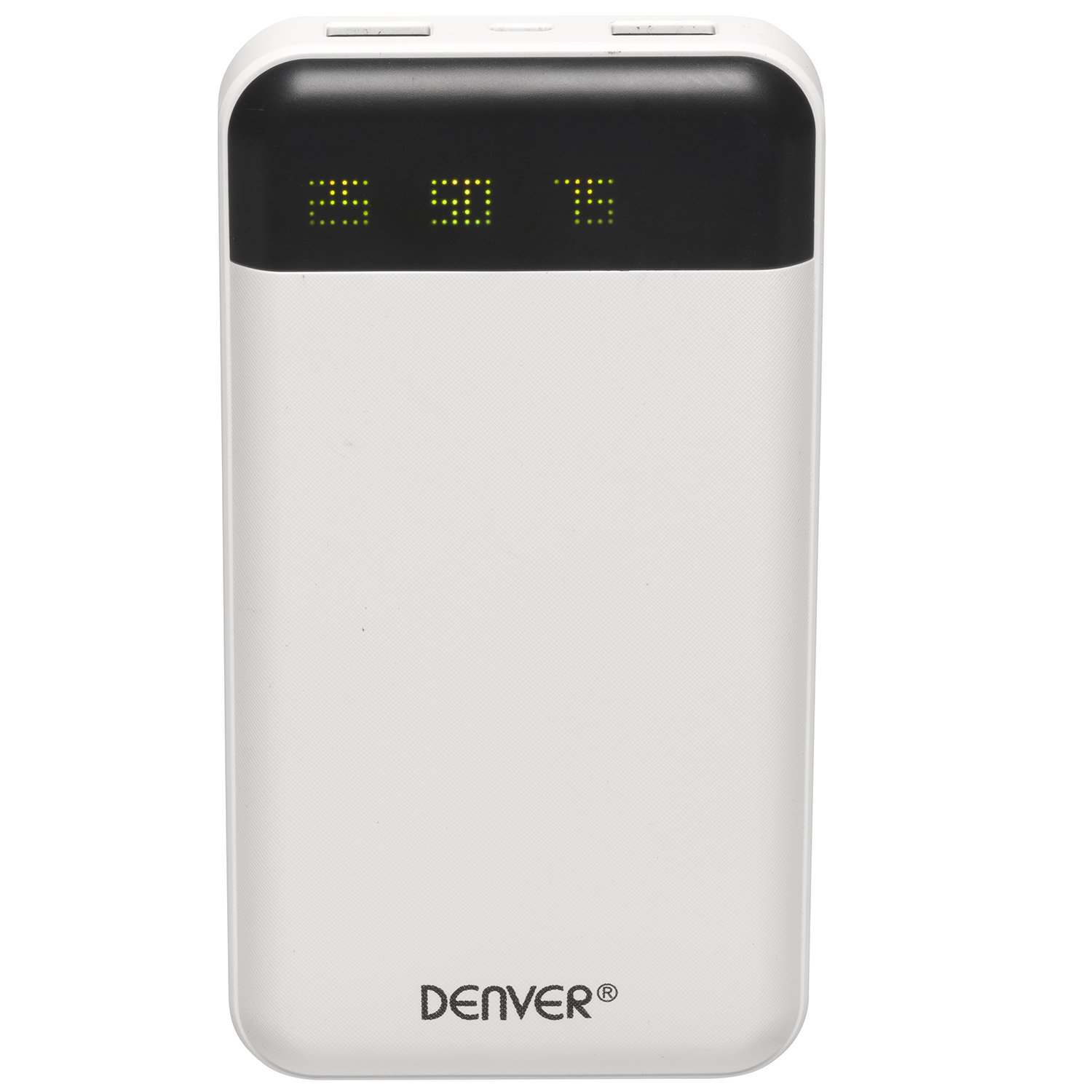Denver PBA-12000 Power Bank – Compact, Ultra Portable, 12000mAh, 2 USB Output Ports for iPhone / Samsung Galaxy / Android Phones / Smartphones & Tablets - With 4 Level Display