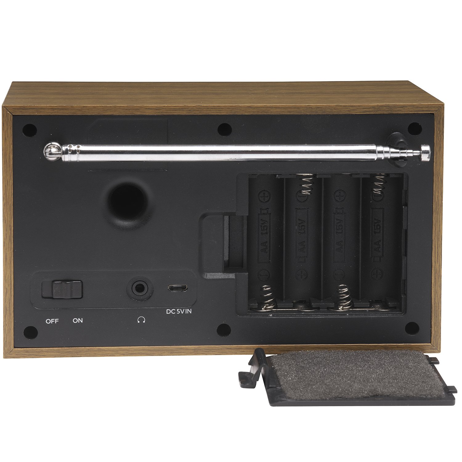 Denver DAB-46 DAB / DAB+ Digital & FM Portable Radio with Dual Alarm Clock – Mains & Battery, Snooze & Sleep, Real Wood Effect & Dark Grey Finish - Image 8