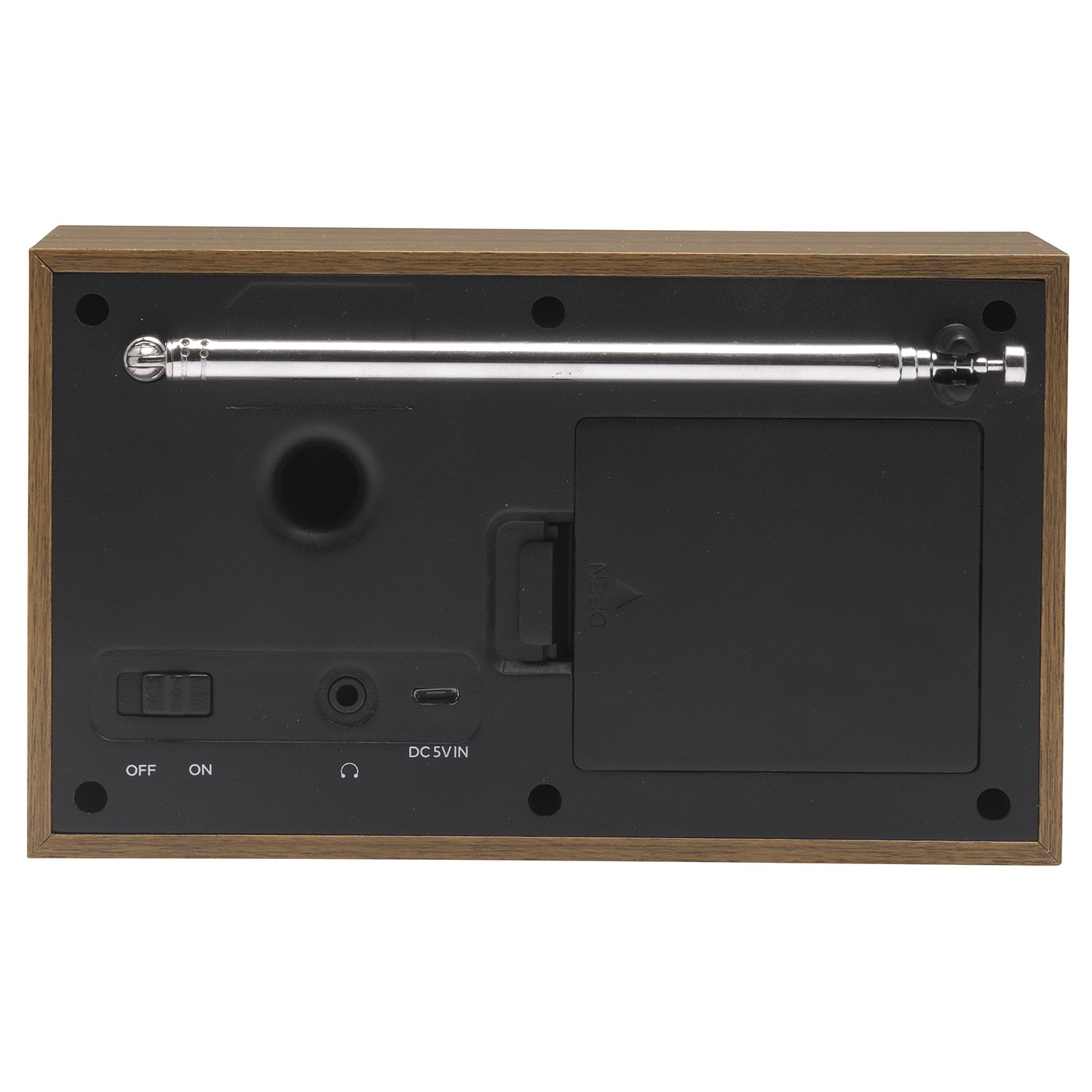 Denver DAB-46 DAB / DAB+ Digital & FM Portable Radio with Dual Alarm Clock – Mains & Battery, Snooze & Sleep, Real Wood Effect & Dark Grey Finish - Image 7