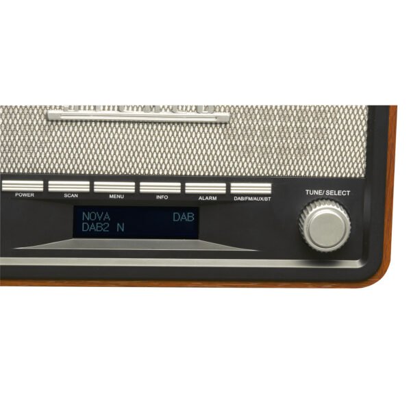 Denver DAB-18 Vintage Style Stereo DAB / DAB+ & FM Radio – Real Wood Cabinet, Bluetooth, Clock Radio Alarm, AUX IN for Smart Phone / Tablet / MP3 Player – Mains or Battery - Image 9